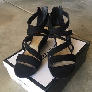 Black suede straps heels/ sandals